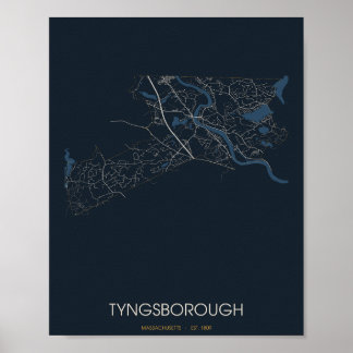 Tyngsboroughマサチューセッツ州ストリートマップポスター (Nigh ポスター