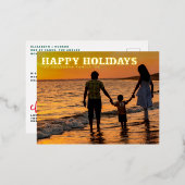 TYPEはっきりしたテンプレート文字ハッピーホリデー金ゴールド写真 箔シーズンポストカード (正面/裏面)