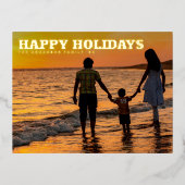 TYPEはっきりしたテンプレート文字ハッピーホリデー金ゴールド写真 箔シーズンポストカード (正面)