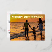 TYPEはっきりしたテンプレート文字メリークリスマス金ゴールド写真 箔シーズンポストカード (正面/裏面)