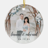 Typeエレガントパーソナライズされた 結婚の写真 セラミックオーナメント (正面)