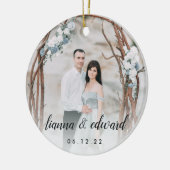Typeエレガントパーソナライズされた 結婚の写真 セラミックオーナメント (左)