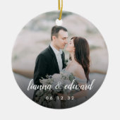 Typeエレガントパーソナライズされた 結婚の写真 セラミックオーナメント (正面)