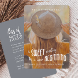 Type お洒落 2023 Photo Graduation Party Blue 招待状