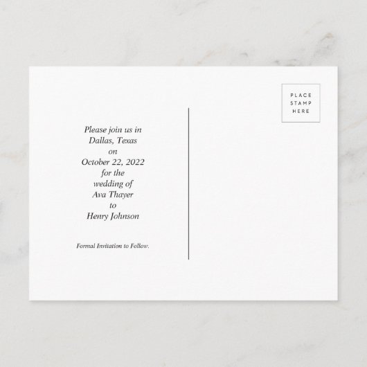 Type*の郵便はがきを*Engaging日付を救って下さい 案内ポストカード (裏面)