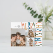 Type はっきりした Three Photo Christmas posycard シーズンポストカード (スタンド正面)