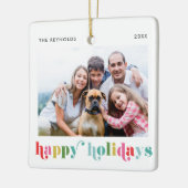 Type カラフル Happy Holidays Photo Christmas セラミックオーナメント (左)