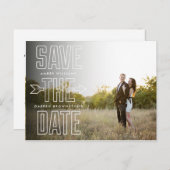 Type モダン Arrow Photo Overlay日付の保存 案内ポストカード (正面/裏面)