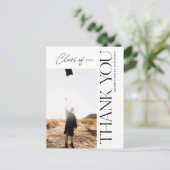 Type モダン Graduation Thank You Photo Black ポストカード (スタンド正面)