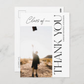 Type モダン Graduation Thank You Photo Black ポストカード (正面/裏面)