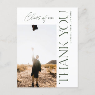 Type モダン Graduation Thank You Photo Green ポストカード