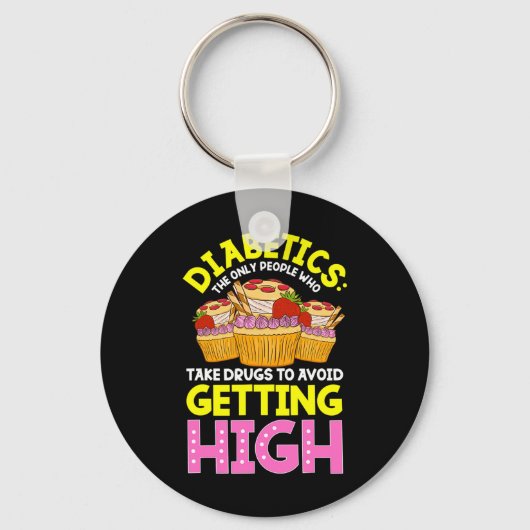 Type 2 Diabetes Awareness Cute Diabetics Sweets キーホルダー (正面)