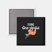Type Onederful怠け者かわいいナマケモノType 1糖尿病阿波 マグネット (正面/裏面)