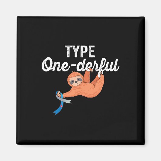 Type Onederful怠け者かわいいナマケモノType 1糖尿病阿波 マグネット (正面)
