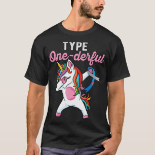 Type Onederful Dabbingユニコーン型1型糖尿病阿波 Tシャツ
