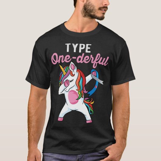 Type Onederful Dabbingユニコーン型1型糖尿病阿波 Tシャツ (正面)