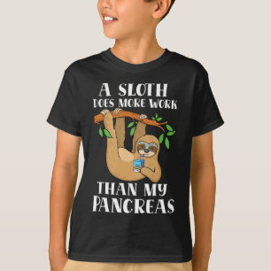 Type Onederful Lazy Cute Sloth Type 1糖尿病阿波 Tシャツ