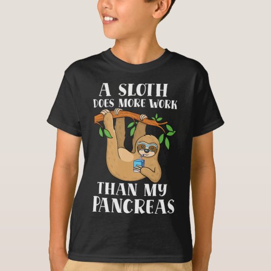 Type Onederful Lazy Cute Sloth Type 1糖尿病阿波 Tシャツ (正面)