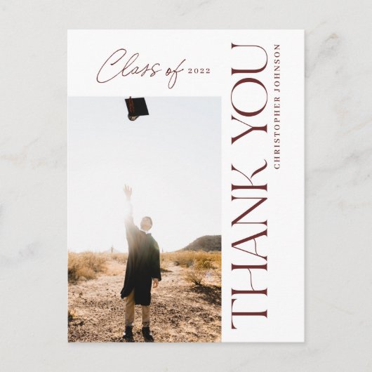 Type Sgation Thankyou Photo Maroon ポストカード (正面)