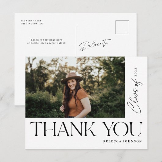 Type Suration Thankyou Photo Black ポストカード (正面/裏面)