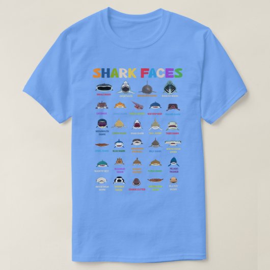 Types Of Shark Faces  Tシャツ (デザイン正面)