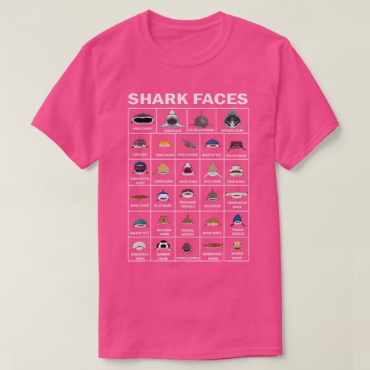 Types Of Shark Faces Tシャツ (デザイン正面)