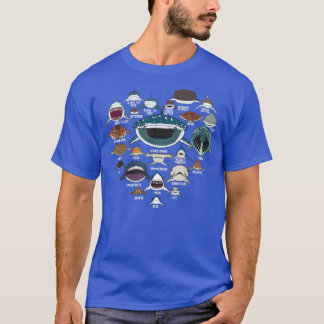 Types Of Shark Identification Shark Faces Tee Mari Tシャツ