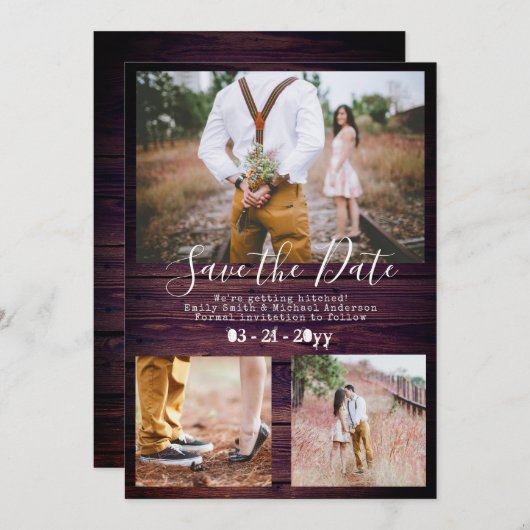 Typewriter素朴フォント日付を保存する写真を追加 セーブザデート (正面/裏面)