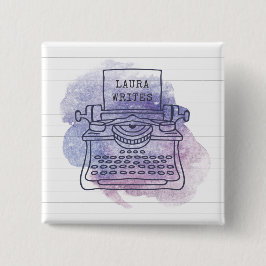 Typewriter Writer Author Blogger Journalist 缶バッジ