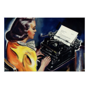 Typing Letterヴィンテージの企業幹部の秘書 ポスター