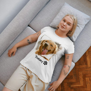 Typogrカスタム付きペットの写真と名前Tシャモダンツ Tシャツ