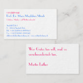 Typografische Visitenkarte 名刺 (正面/裏面)