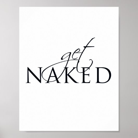 Typographic Black and White Fun Bathroom Sign ポスター (正面)