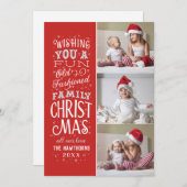 Typographic Christmas Card Three Photo シーズンカード (正面/裏面)