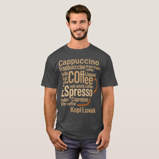 Typographic Coffee Cup Design gift Tシャツ (正面フル)