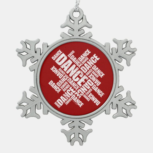 Typographic Dance (Distressed) Snowflake Pewter Ch スノーフレークピューターオーナメント (正面)