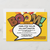 Typographic Designerモダンおもしろい漫画結婚 招待状 (正面)