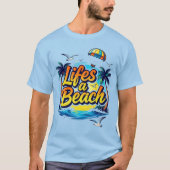 Typographie Été Lifes a Beach avec Parachute et Mo Tシャツ (正面)