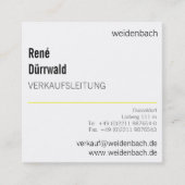Typographie, gelb, schwarz, und クール Dezent スクエア名刺 (正面)