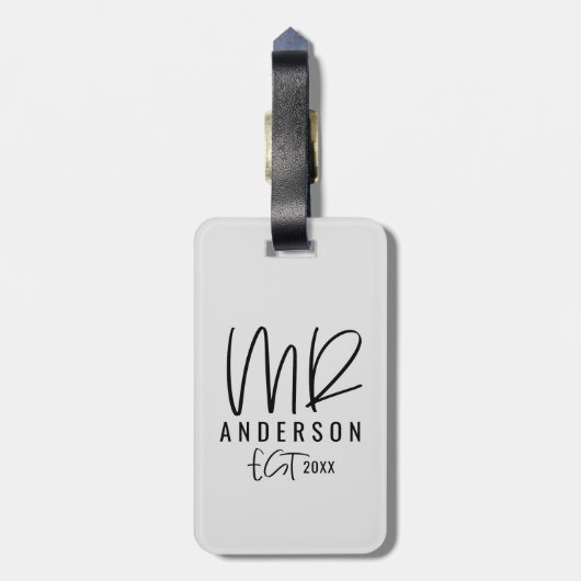 typography原稿の文字の氏の結婚祝い ラゲッジタグ (裏面縦)