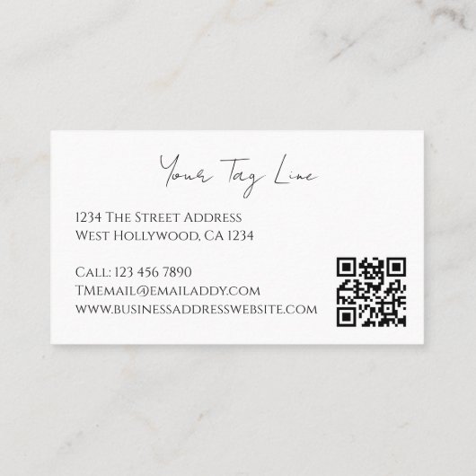 Typography 4 Photo Template Personalized QR Code 名刺 (裏面)