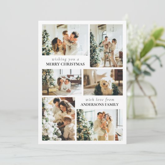 Typography Family Photo Collage Christmas Card シーズンカード (スタンド正面)