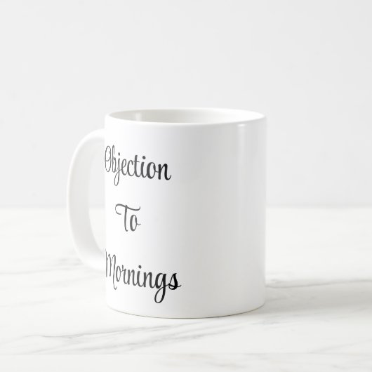 Typography Funny Judge Mornings コーヒーマグカップ (正面左)