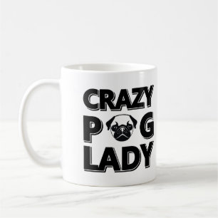Typography Graphics Mug熱狂するなパグの女性 コーヒーマグカップ