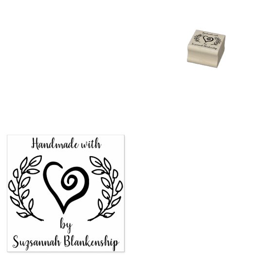 Typography Handmade Curly Heart Wreath Custom Rubb ラバースタンプ (押印)