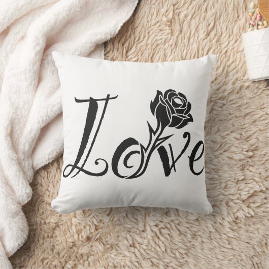 Typography Meets Nature: The Love Rose クッション (ブランケット)