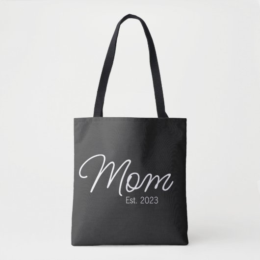 Typography Mom Established New Mom Gift トートバッグ (正面)