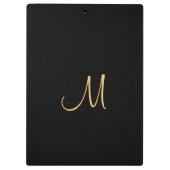 Typography Monogram Clipboard Elegant Black Gold クリップボード (裏面)