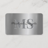 Typography Name QR Code Script Luxury Silver 名刺 (正面)
