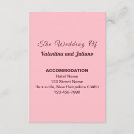 Typography Pink Wedding Accommodation Portrait エンクロージャーカード